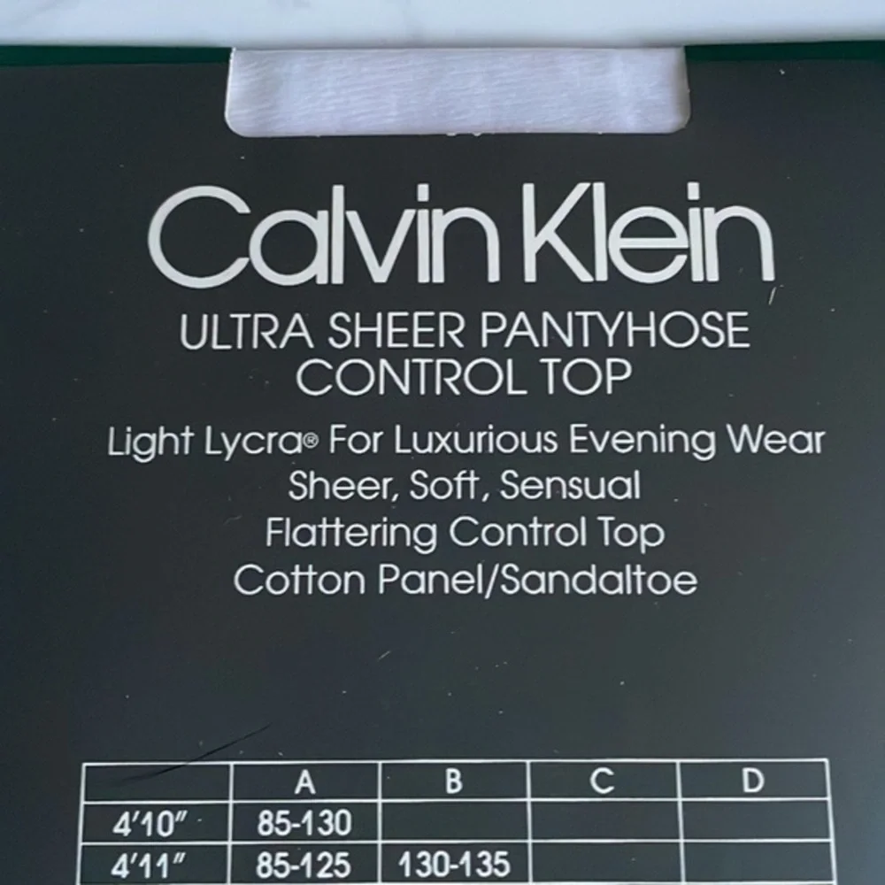 Calvin Klein‎ Ultra Sheer Light Lycra Control Top Pantyhose Size C White Vtg New